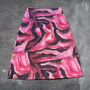 Y2K Pink Abstract Midi Skirt Disney Pop Star Cheetah Girls Bratz